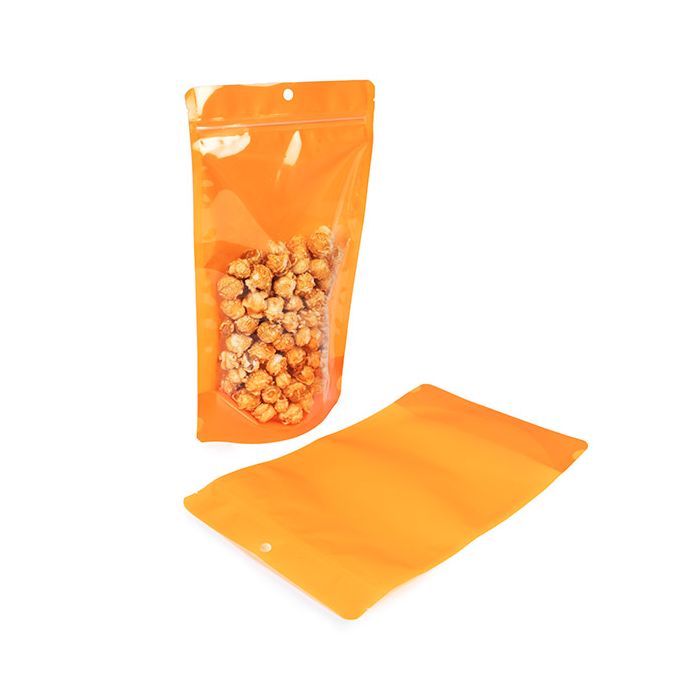 Doypack Transparent/Orange Fluo 17,2x8,9x28,6cm (100 pièces) [ZBGN4OR]