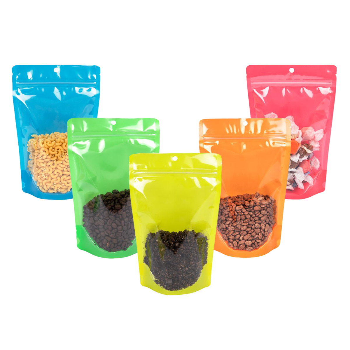 Doypack Transparent/Vert Fluo 14,9x8,9x23,2cm (100 pièces) [ZBGN7GR]