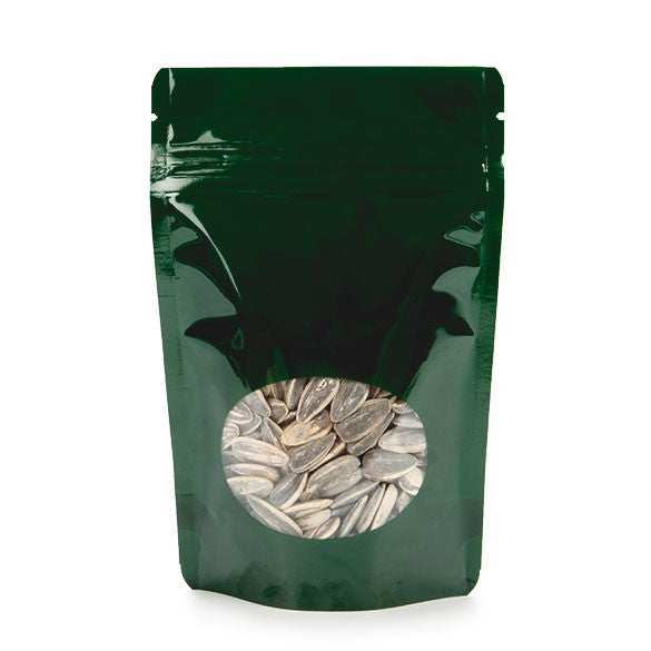 Doypack Vert chasseur avec fenêtre 10.2x6x15.2cm | 57g (100 pièces) [ZBGO2HG]