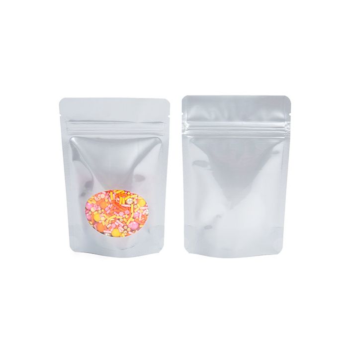 Doypack Argenté avec fenêtre ovale 10.2x6x15.2cm | 57g (100 pièces) [ZBGO2S]