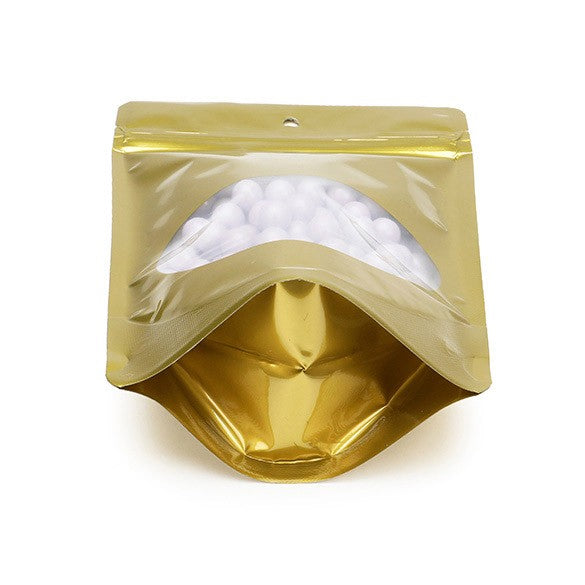 Doypack Or avec fenêtre ovale 13x7.9x20.6cm | 113g (100 pièces) [ZBGO3G]