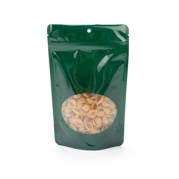 Doypack Vert chasseur avec fenêtre ovale 13x7.9x20.6cm | 113g (100 pièces) [ZBGO3HG]