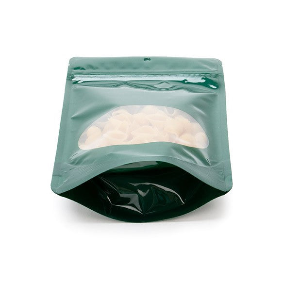 Doypack Vert chasseur avec fenêtre ovale 13x7.9x20.6cm | 113g (100 pièces) [ZBGO3HG]
