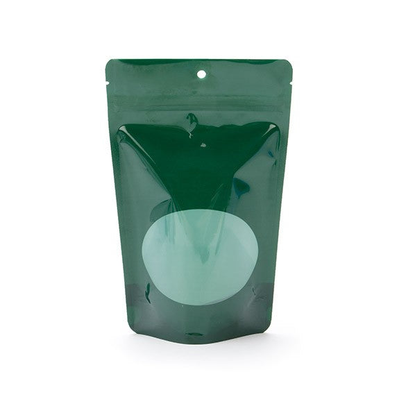 Doypack Vert chasseur avec fenêtre ovale 13x7.9x20.6cm | 113g (100 pièces) [ZBGO3HG]