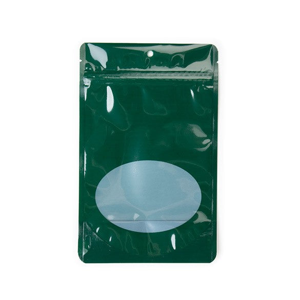 Doypack Vert chasseur avec fenêtre ovale 13x7.9x20.6cm | 113g (100 pièces) [ZBGO3HG]