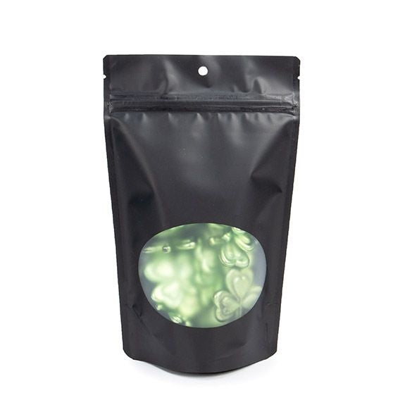 Doypack Matte Noir avec fenêtre ovale 13x7.9x20.6cm | 113g Trou Suspension Rond (100 pièces) [ZBGO3MBH]