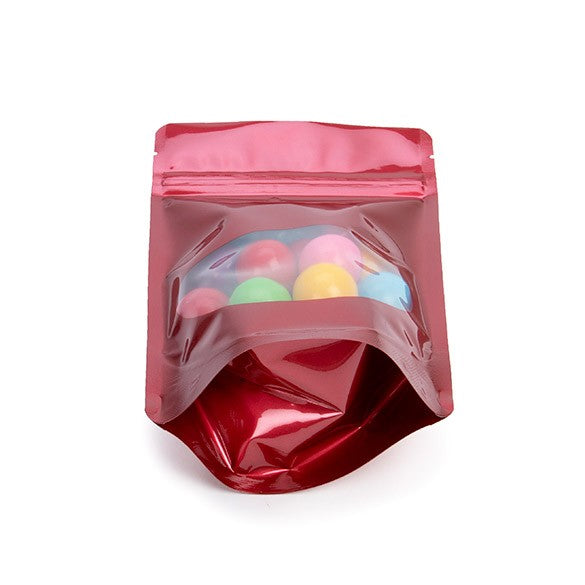 Doypack Rouge avec fenêtre ovale 13x7.9x20.6cm | 113g (100 pièces) [ZBGO3R]