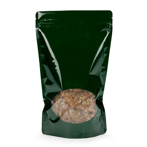 Doypack Vert chasseur avec fenêtre ovale 17.1x8.9x28.5cm | 340g (100 pièces) [ZBGO4HG]