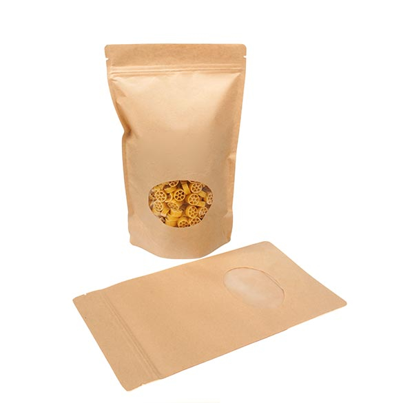 Doypack Kraft avec fenêtre ovale 17.1x8.9x28.6cm | 340g (100 pièces) [ZBGO4K]