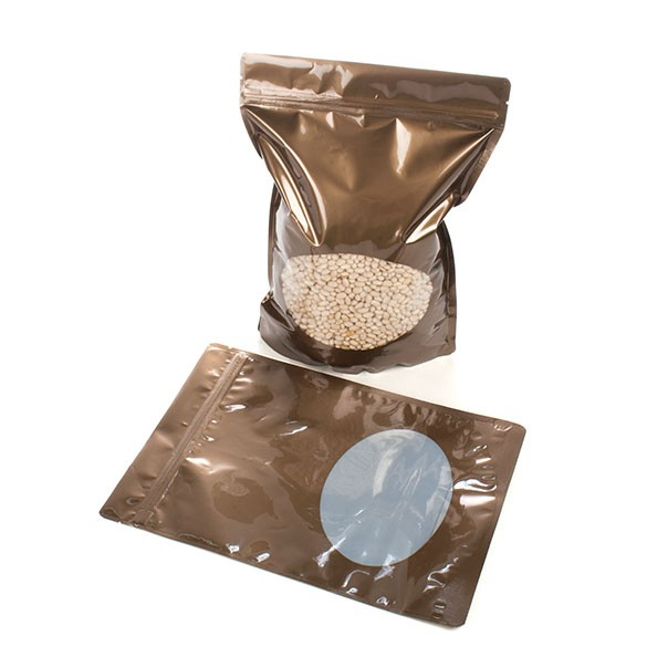 Doypack Bronze avec fenêtre 21x8,9x29,2cm | 510g (100 pièces) [ZBGO5BZ]