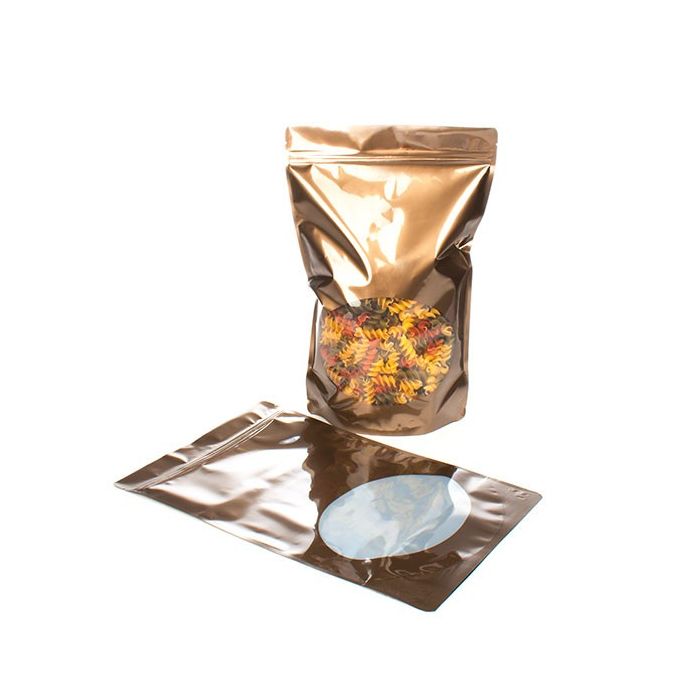 Doypack Bronze avec fenêtre 22.9x12.1x34.3cm | 907g (100 pièces) [ZBGO6BZ]