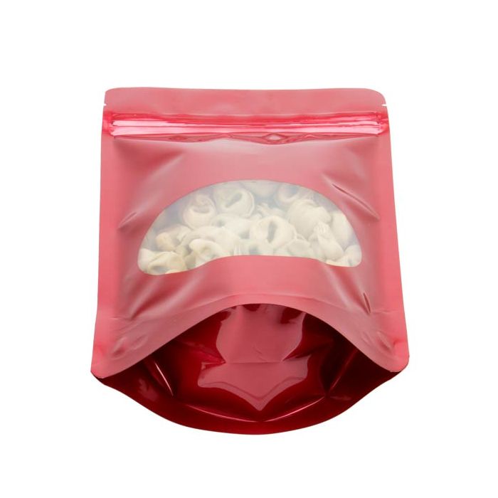 Doypack Rouge à fenêtre ovale 15x9x23.2cm | 312g (100 pièces) [ZBGO7R]