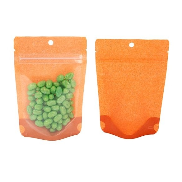 Doypack papier de riz orange avec fenêtre, 10.2x6x15.2cm | 57 g (100 pièces) [ZBGR2HO]