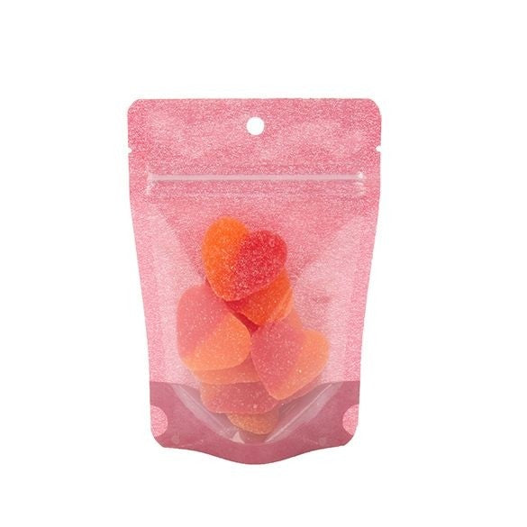 Doypack papier de riz rose avec fenêtre, 10.2x6x15.2cm | 57 g (100 pièces) [ZBGR2HR]