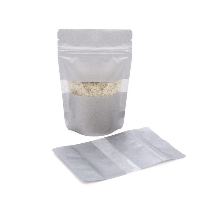 Doypack papier de riz Argenté 10.2x6x15.2cm | 57g (100 pièces) [ZBGR2S]