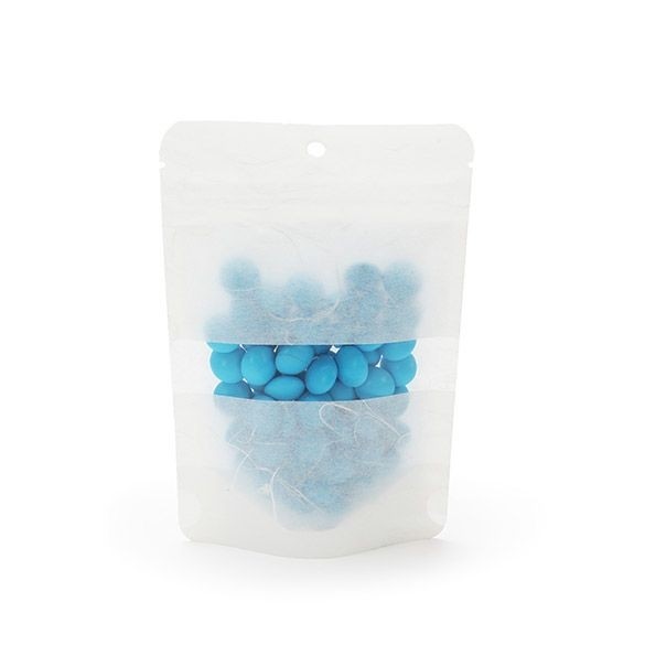 Doypack papier de riz Blanc 10.2x6x15.2cm | 57g trou suspension rond (100 pièces) [ZBGR2WH]