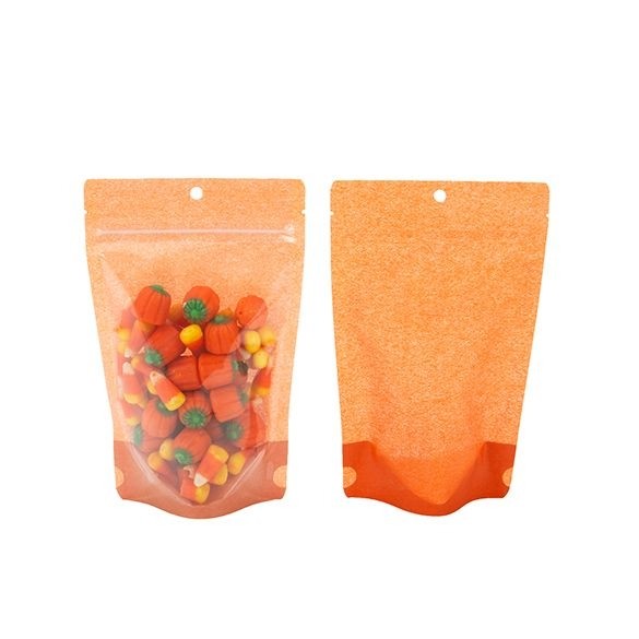 Doypack papier de riz orange avec fenêtre 13x8x20.5cm | 113g (100 pièces) [ZBGR3HO]