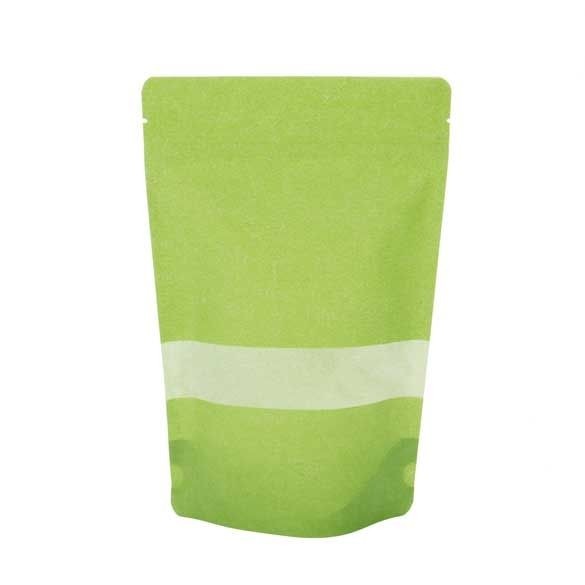Doypack papier de riz Vert avec fenêtre 13x8x20.6cm | 113g (100 pièces) [ZBGR3GR]
