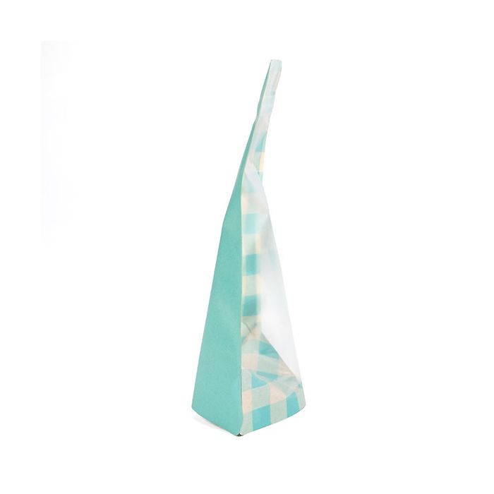 Doypack Transparent/Bleu Pastel Plaid 13x7,9x20,6cm (25 pièces) [ZBGSW3BLP]