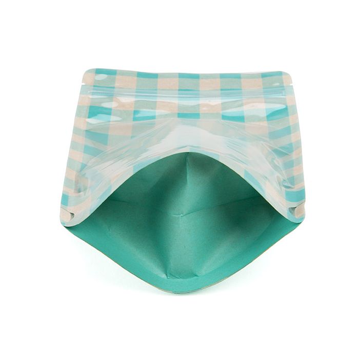 Doypack Transparent/Bleu Pastel Plaid 13x7,9x20,6cm (25 pièces) [ZBGSW3BLP]