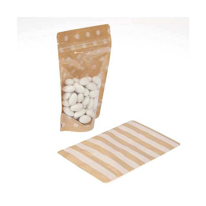 Doypack Transparent/Kraft à pois 13x7,9x20,6cm (25 pièces) [ZBGSW3SD]