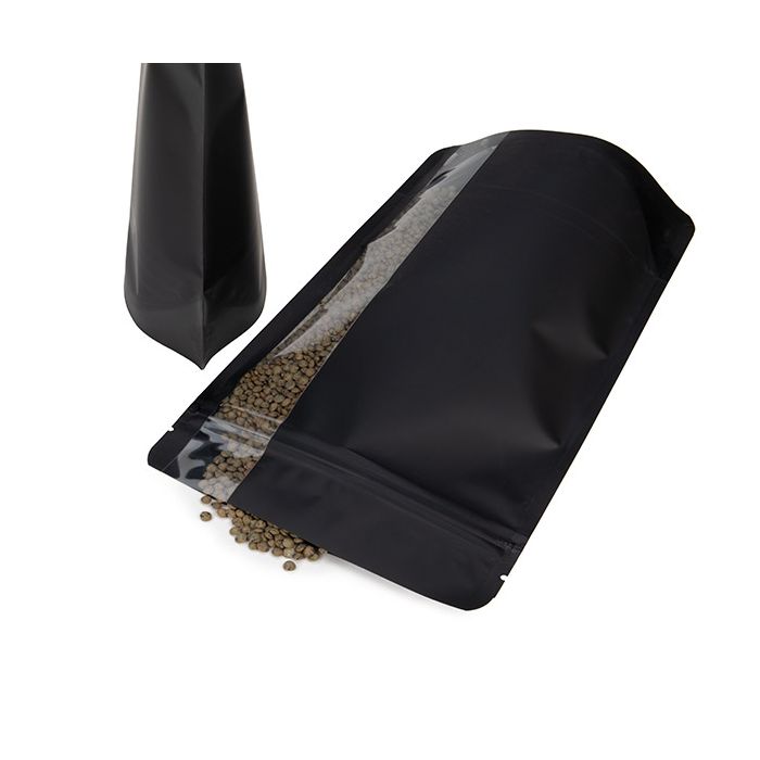 Doypack Noir Mat Avec Fenêtre Verticale 14,9x8,9x23,2cm (100 pièces) [ZBGV7MB]