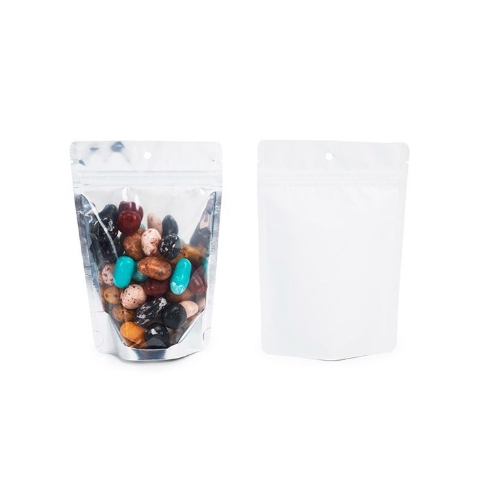 Doypack dos Blanc 12x7,5x18,5cm Trou de suspension (100 pièces) [ZBGW46H]