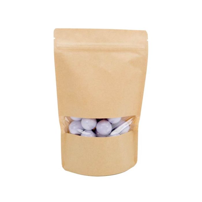 Doypack Kraft avec fenêtre horizontale 15x9x23cm | 312g (100 pièces) [ZBGW7K]