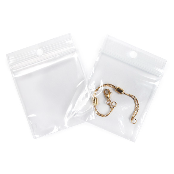 Sachet zip transparent PE-BD avec trou pour suspension 5,1x5,1cm (100 pièces) [2PR22]