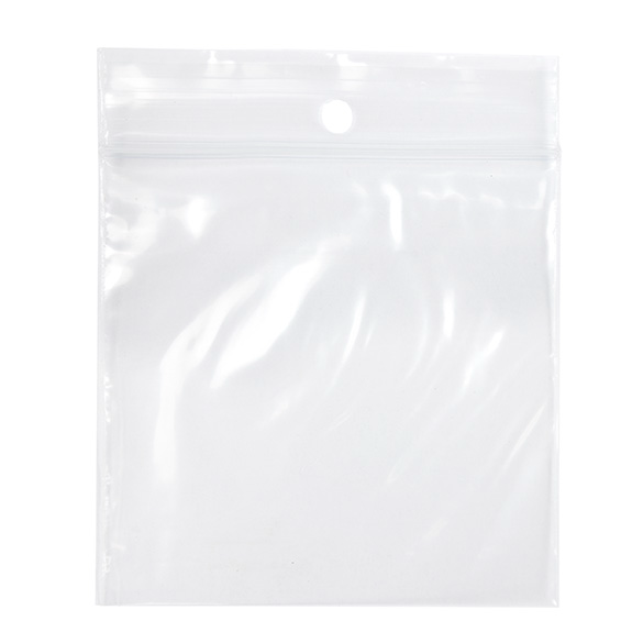 Sachet zip transparent PE-BD avec trou pour suspension 7,6x7,6cm (100 pièces) [2PR33]