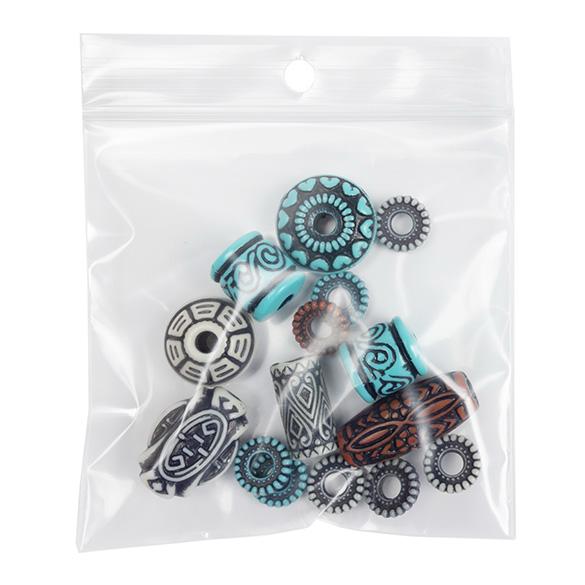 Sachet zip transparent PE-BD avec trou pour suspension 7,6x7,6cm (100 pièces) [2PR33]