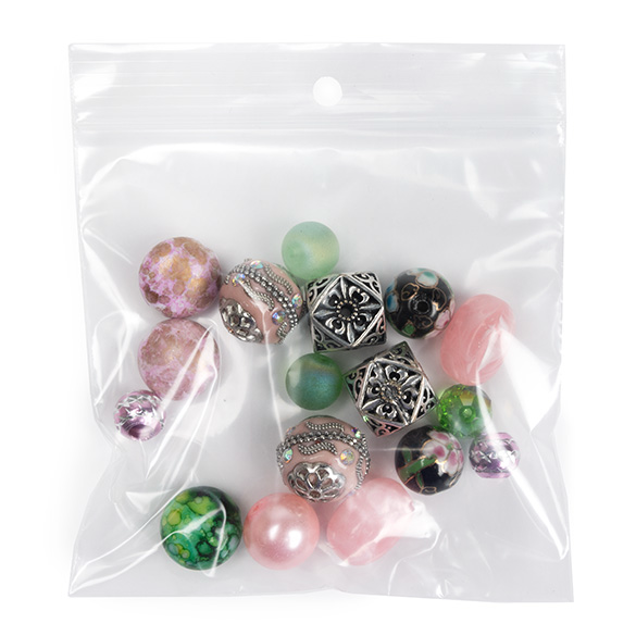 Sachet zip transparent PE-BD avec trou pour suspension 10,2x10,2cm (100 pièces) [2PR44]