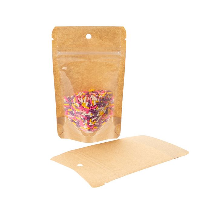 Doypack dos Kraft 8x5x13cm Trou de suspension (100 pièces) [ZBGKC1H]