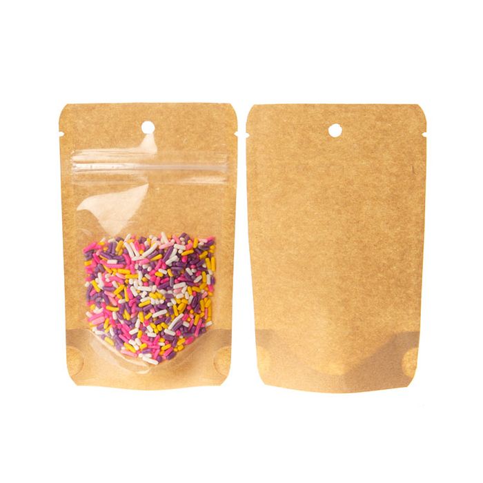 Doypack dos Kraft 8x5x13cm Trou de suspension (100 pièces) [ZBGKC1H]