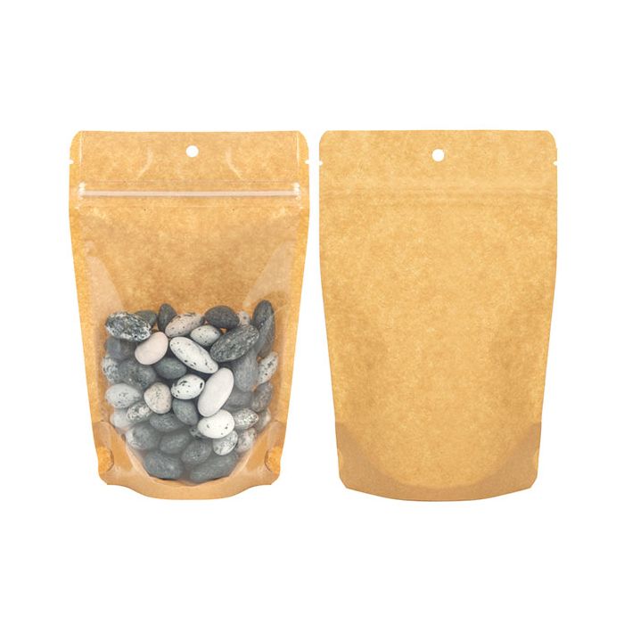 Doypack dos Kraft 12x7,5x18,5cm Trou de suspension (100 pièces) [ZBGKC46H]