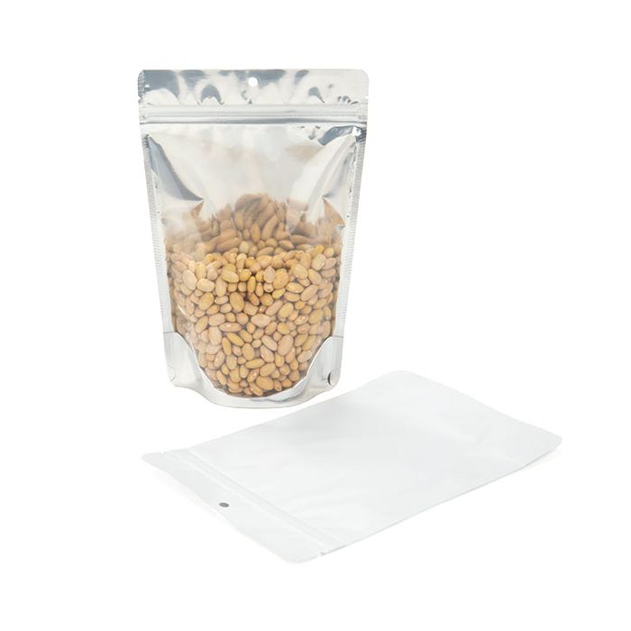 Doypack dos Blanc 15x9x23cm Trou de suspension (100 pièces) [ZBGW7H]