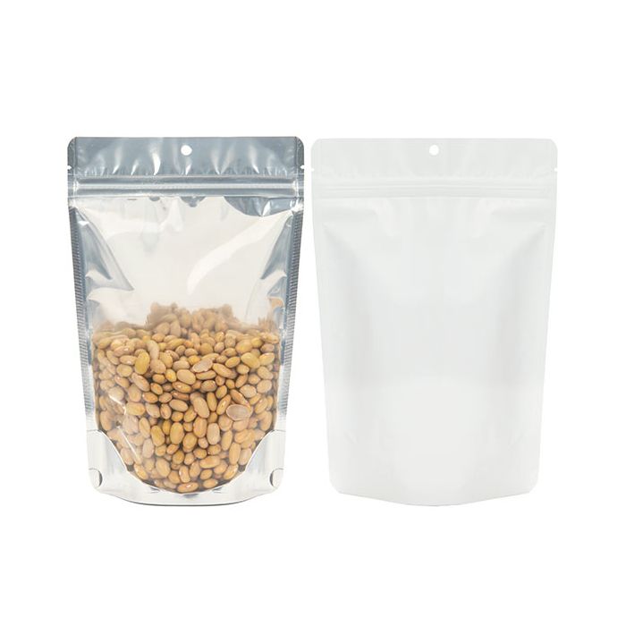 Doypack dos Blanc 15x9x23cm Trou de suspension (100 pièces) [ZBGW7H]