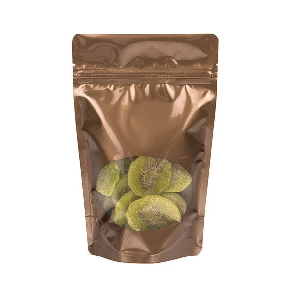 Doypack Bronze avec fenêtre ovale 13x7,9x20,6cm | 113g (100 pièces) [ZBGO3BZ]