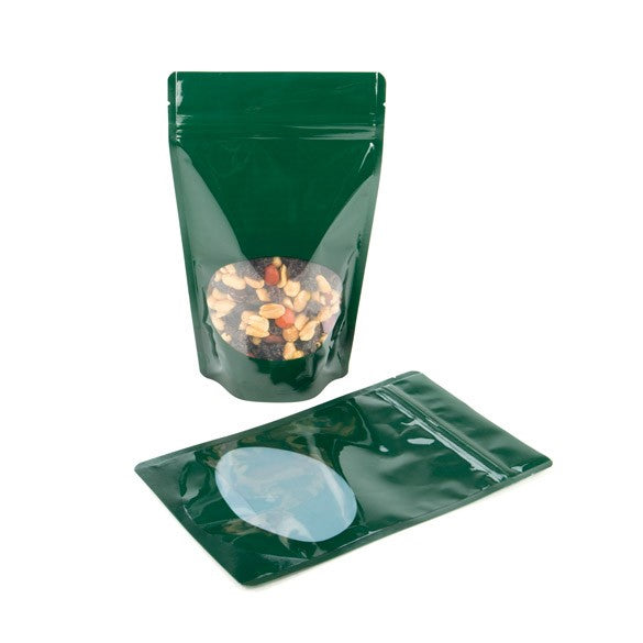 Doypack Vert chasseur avec fenêtre ovale 13x7.9x20.6cm | 113g (100 pièces) [ZBGO3HG]