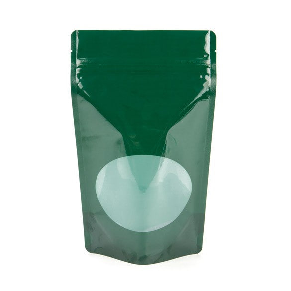 Doypack Vert chasseur avec fenêtre ovale 13x7.9x20.6cm | 113g (100 pièces) [ZBGO3HG]