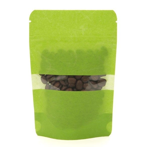 Doypack papier de riz Vert avec fenêtre 10x6x15cm | 57g (100 pièces) [ZBGR2GR]