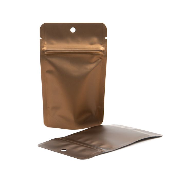 Doypack Bronze Métallisé de 8x5x13cm Trou de suspension (100 pièces) [ZBGM1BZH]