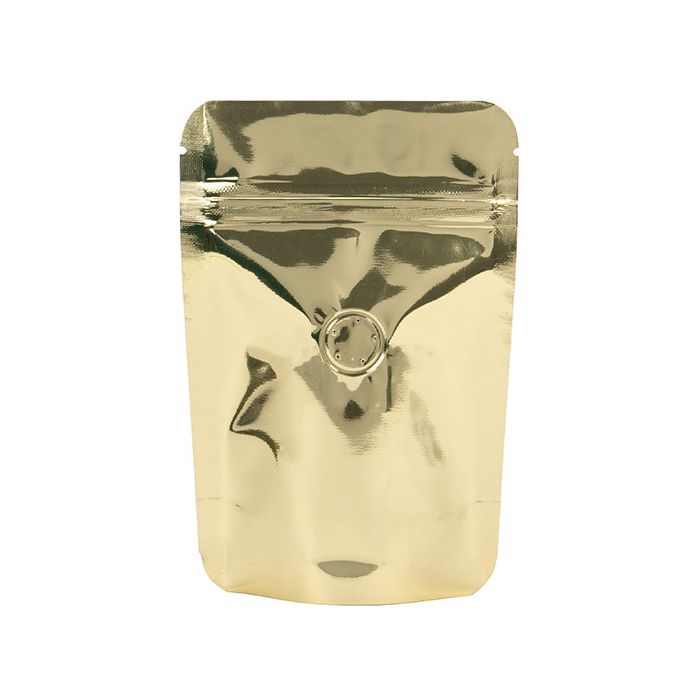 Doypack Or 10,2x6x15,2cm avec valve (100 pièces) [ZBGM2SGV]