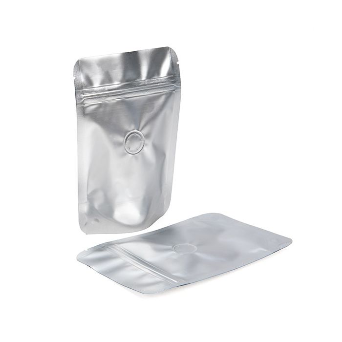 Doypack Argent 10,2x6x15,2cm avec valve (100 pièces) [ZBGM2SV]