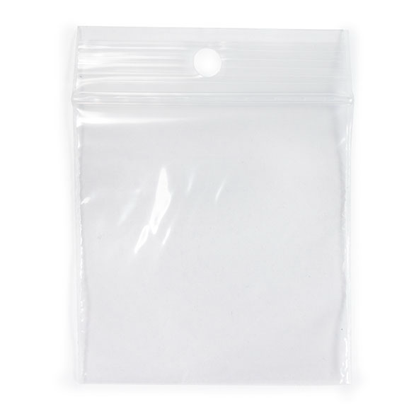 Sachet zip transparent PE-BD avec trou pour suspension 5,1x5,1cm (100 pièces) [2PR22]