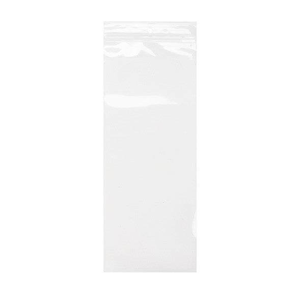 Sachet zip à transparence cristalline avec trou de suspension 10,2x25,4cm (100 pièces) [ZR410]