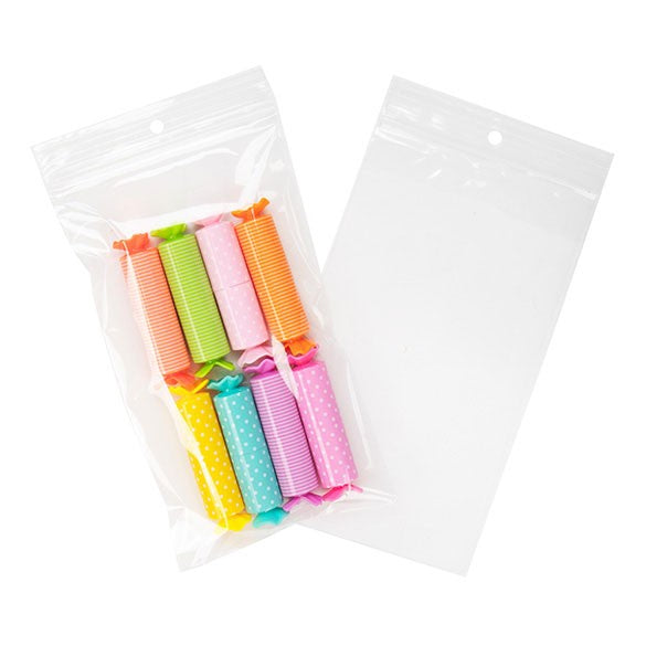 Sachet zip à transparence cristalline avec trou de suspension 10,2x17,8cm (100 pièces) [ZR47]