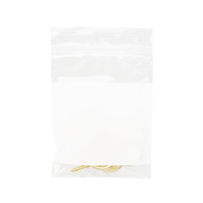 Sachet zip à transparence cristalline avec fenêtre d'écriture blanche 7,5x10 cm (100 pièces) [ZWC34]