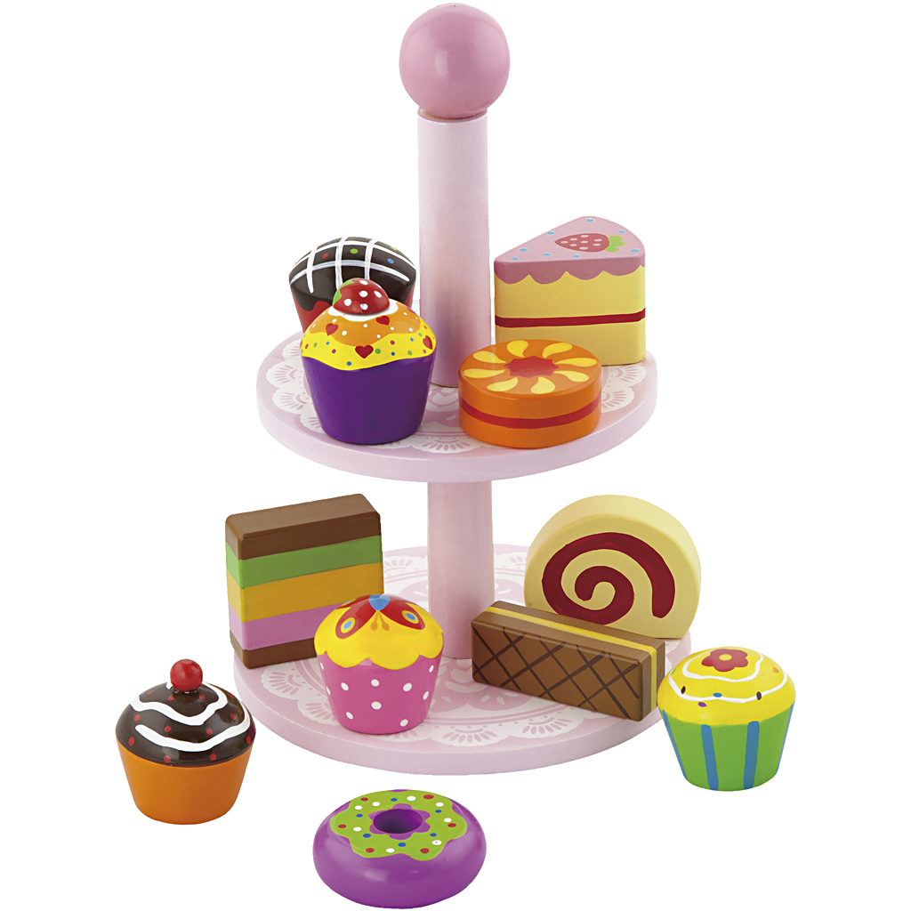 Image de Cupcakes VIGA avec support à gâteaux, dim. 25.5 cm, 1 set | Jouets Articles en Bois Produits de Décoration Loisirs Créatifs | 8719346290298