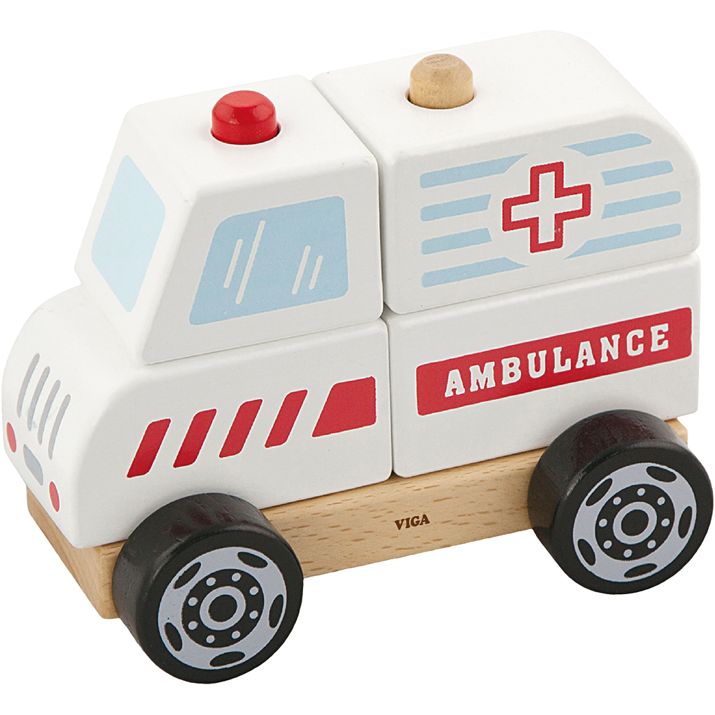 Image de Jouet ambulance empilable en bois VIGA , dim. 13x10x8 cm, 1 pièce | Jouets Articles en Bois Produits de Décoration Loisirs Créatifs | 8719346291516